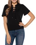 Belldini Lace Up Neck Top