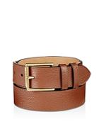 Cole Haan Flat Strap Leather Belt With Stitched Edge