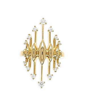 Hueb 18k Yellow Gold Tribal Diamond Crown Ring