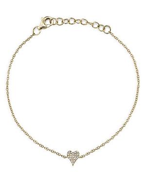 Moon & Meadow 14k Yellow Gold Diamond Pave Heart Chain Bracelet - 100% Exclusive