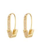 Luv Aj Hexagon Safety Pin Pave Earrings
