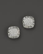 John Hardy Classic Chain Stud Square Earrings With Pave Diamonds