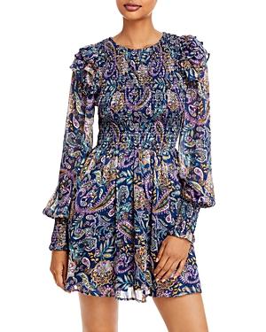 Aqua Paisley Print Ruffled Smocked Dress - 100% Exclusive