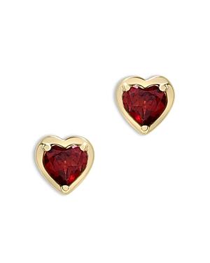 Bloomingdale's Garnet Heart Stud Earrings In 14k Yellow Gold - 100% Exclusive