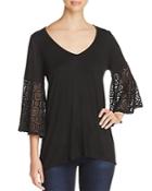 Status By Chenault Lace-bell-sleeve Top