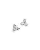 Diamond Three Stone Stud Earrings In 14k White Gold, .20 Ct. T.w. - 100% Exclusive