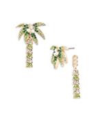 Baublebar Kiawah Pave & Imitation Pearl Palm Tree Jacket Earrings In Gold Tone