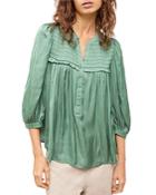Gerard Darel Noelie Smocked Peasant Blouse