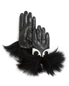 Maison Fabre Chock Face Short Leather Gloves With Fur Trim