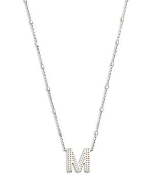 Kendra Scott Letter M Adjustable Pendant Necklace In Rhodium Plated, 19