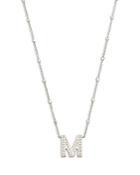 Kendra Scott Letter M Adjustable Pendant Necklace In Rhodium Plated, 19
