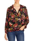 Johnny Was Ruffle Detail Floral Print Blouse