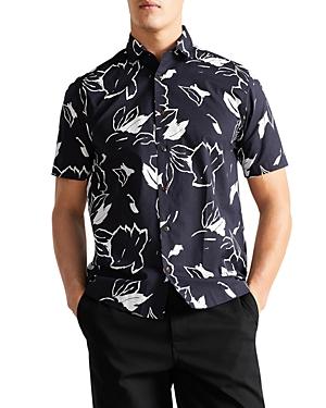 Ted Baker Ashby Floral Outline Printed Short Sleeve Shirt