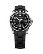 Victorinox Swiss Army Black Rubber & Stainless Steel Watch, 34mm