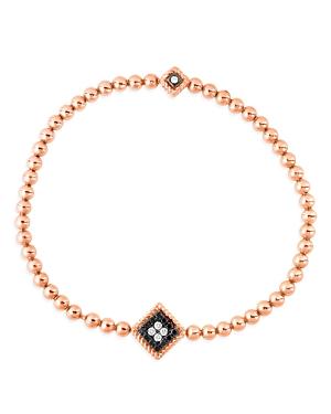 Roberto Coin 18k Rose Gold Palazzo Ducale Black & White Diamond Stretch Bracelet