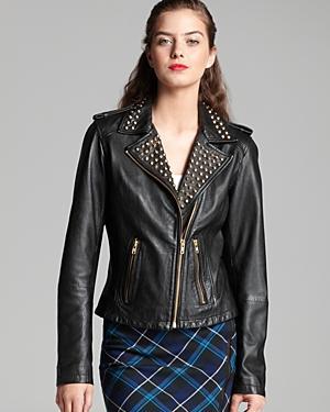 Aqua Leather Jacket - Stud Moto