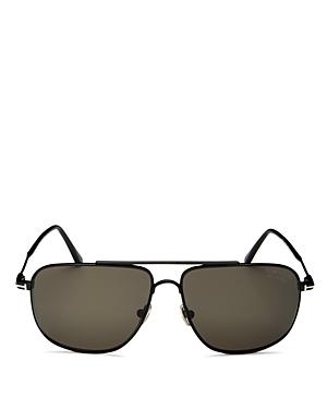 Tom Ford Men's Len Polarized Brow Bar Aviator Sunglasses, 58mm