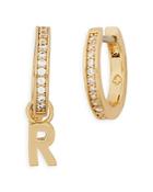 Kate Spade New York Tiny Twinkles R Charm Huggie Hoop Earrings
