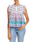 Bell Chloe Floral Print Lace Trim Top