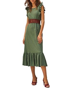 Ba & Sh Voyce Ruffled V Back Midi Dress