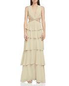 Bcbgmaxazria Thassia Embellished Tiered Cutout Gown
