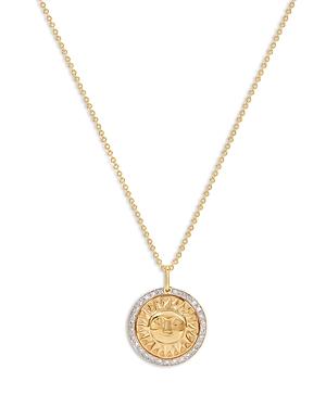 Marina B 18k Yellow Gold Soleil Diamond Sun Coin Pendant Necklace, 16-18