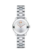 Movado Bold Stainless Steel And Silver Tone Sunray Dial Watch, 25mm