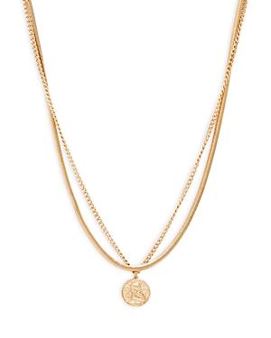 Aqua Cherub Coin Double Chain Layered Pendant Necklace, 15.5-18.5 - 100% Exclusive