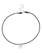 Dogeared Crescent Moon Leather Choker Necklace, 12.5