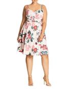 City Chic Pleated Floral Print Dress