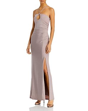 Aqua Metallic Keyhole Halter Dress - 100% Exclusive