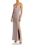 Aqua Metallic Keyhole Halter Dress - 100% Exclusive