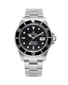 Pre-owned Rolex Stainless Steel Submariner Watch With Black Dial And Oyster Band, 40mm