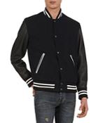 The Kooples Falcone Leather Sleeve Varsity Jacket