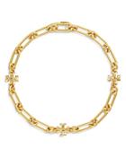 Tory Burch Roxanne Link & Logo Choker Necklace In Gold-tone, 15