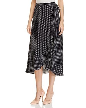 Three Dots Polka-dot Midi Wrap Skirt