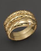 Temple St. Clair 18k Gold Serpent Ring With Diamond Eyes, .02 Ct. T.w.