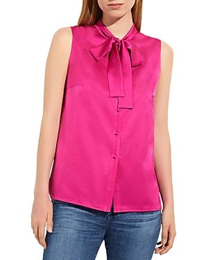 Misook Tie Neck Crepe De Chine Sleeveless Blouse