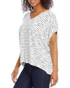 Karen Kane Hi Lo Striped V Neck Top