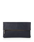 Whistles Fold Over Zip Leather Clutch