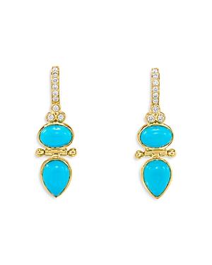Temple St. Clair 18k Yellow Gold Dynasty Turquoise & Diamond Drop Earrings