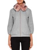 Ted Baker Robley Faux Fur-collar Bomber Jacket