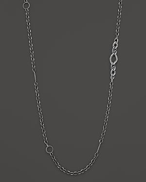 Lagos Sterling Silver Link Fluted Caviar Bar And Circle Station Chain Necklace, 36