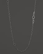 Lagos Sterling Silver Link Fluted Caviar Bar And Circle Station Chain Necklace, 36