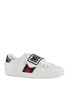 Gucci Women's New Ace Snap On Low Top Leather Sneakers