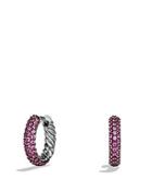 David Yurman Petite Pave Earrings With Pink Sapphires