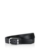 Montblanc Men's Shiny Palladium-coated Reversible Leather Belt