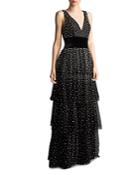 Basix Faux Pearl-embellished Tiered Gown