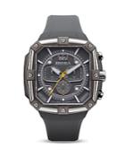 Brera Orologi Supersportivo Square Gray Ionic-plated Stainless Steel Watch With Gray Rubber Strap, 46mm