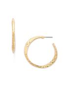 Aqua Textured Medium Hoop Earrings In Gold Tone Plated Zinc